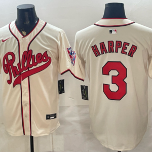 Philadelphia Phillies 3 Harper Cream Men Jersey