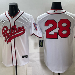 Philadelphia Phillies 28 White Men Jersey