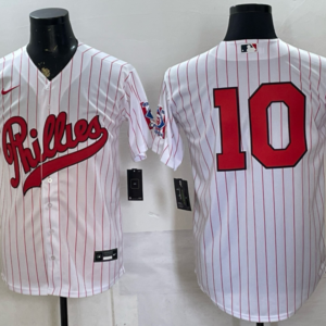 Philadelphia Phillies 10 JT Realmuto White Throwback Men Jersey