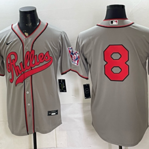 Philadelphia Phillies  8 Nick Castellanos  Grey Throwback Men Jersey