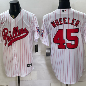 Philadelphia Phillies  45 Wheeler White Throwback Men Jersey