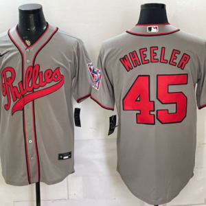 Philadelphia Phillies  35 Wheeler Grey Throwback Men Jersey