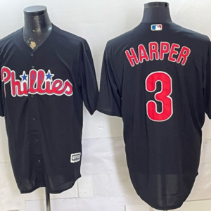 Philadelphia Phillies 3 Harper Black Men Jersey (2)