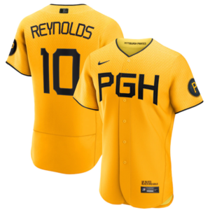 MLB Pirates 10 Bryan Reynolds Gold 2023 City Connect Nike Flexbase Men Jersey