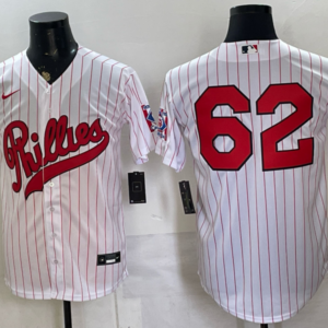 Philadelphia Phillies 62 Kelce White Throwback Men Jersey