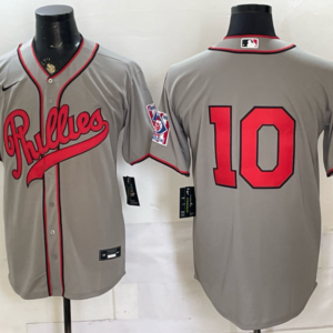 Philadelphia Phillies 10 J.T. Realmuto Gray 2026 Field of Dreams Stadium Men Jersey