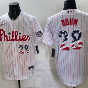 Philadelphia Phillies 28 Bohm White USA 250 Fourth of July Men Jersey
