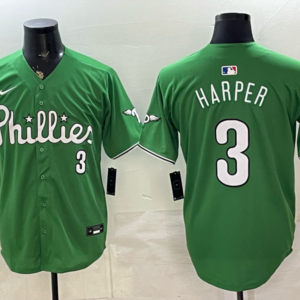 Philadelphia Phillies 3 Bryce Harper Green Cool Base Men Jersey