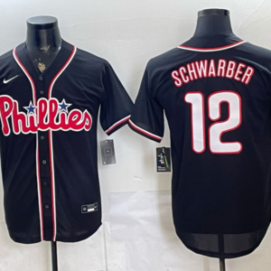Philadelphia Phillies 12 Schwarber 2026 Black Out Cool Base Men Jersey