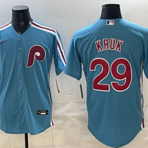 Philadelphia Phillies 29 Kruk Blue Cool Base Men Jersey