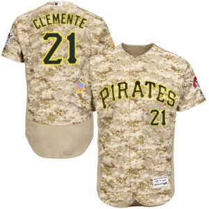 MLB Pirates 21 Roberto Clemente Camo Flexbase Men Jersey