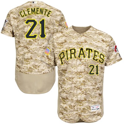 MLB Pirates 21 Roberto Clemente Camo Flexbase Men Jersey