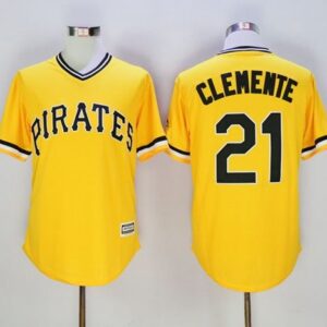 MLB Pirates 21 Roberto Clemente Gold New Cool Base Men Jersey