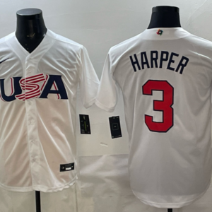 Philadelphia Phillies 3 Bryce Harper White World Cup Cool Base Men Jersey