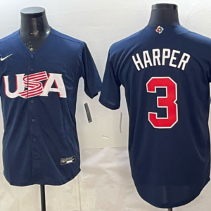 Philadelphia Phillies 3 Bryce Harper Navy World Cup Cool Base Men Jersey