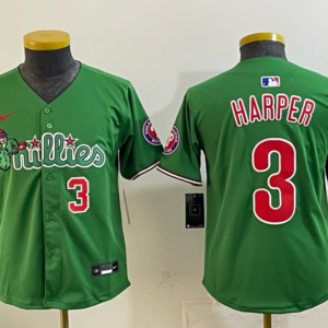 Philadelphia Phillies 3 Bryce Harper Green Cool Base Youth Jersey