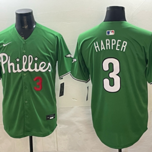 Philadelphia Phillies 3 Bryce Harper Green Cool Base Men Jersey