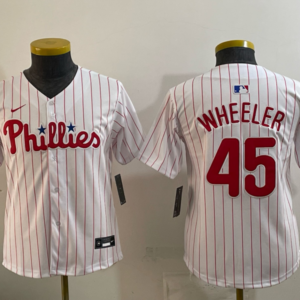 Philadelphia Phillies 45 Wheeler White Cool Base Youth Jersey