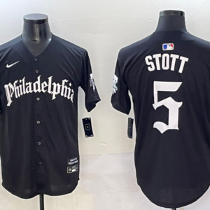 MLB Phillies 5 Bryson Stott New Black Nike Cool Base Men Jersey