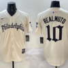 MLB Phillies 10 JT Realmuto Cream New Nike Cool Base Men Jersey
