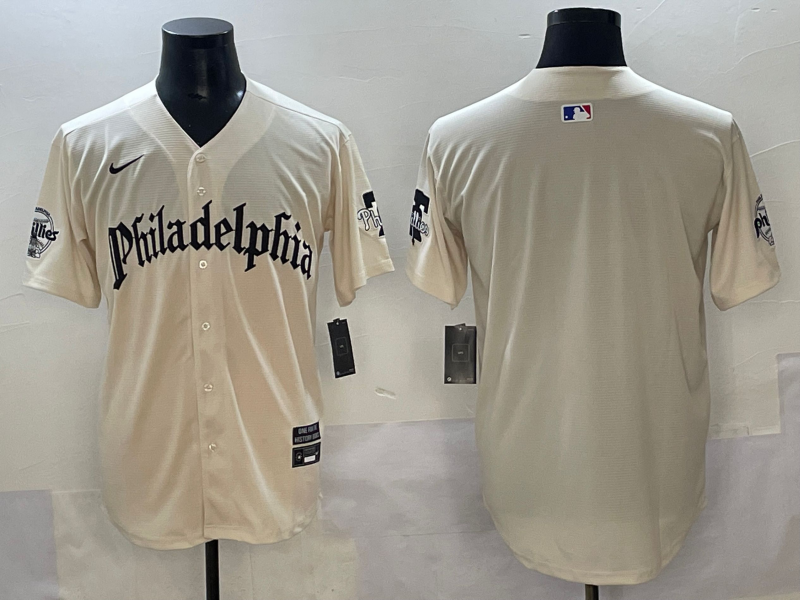 MLB Phillies Blank Cream Nike Cool Base Men Jersey