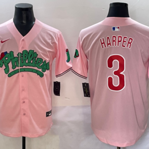 MLB Phillies 3 Bryce Harper Pink Nike Cool Base Men Jersey