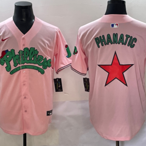 MLB Phillies Blank Pink Star Logo Nike Cool Base Men Jersey