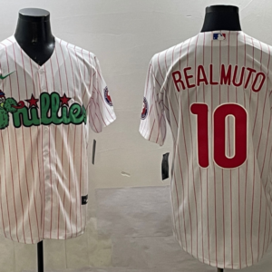 MLB Phillies 10 JT Realmuto White Nike Cool Base Men Jersey