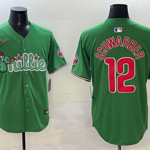 MLB Phillies 12 Kyle Schwarber Green Nike Cool Base Men Jersey