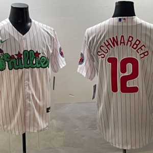 MLB Phillies 12 Kyle Schwarber White Nike Cool Base Men Jersey