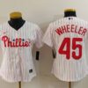 MLB Phillies 45 WHEELER White Nike Cool Base Women Jersey