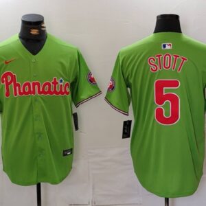 MLB Phillies 5 Bryson Stott Green Nike Cool Base Men Jersey