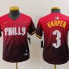 MLB Phillies 3 Bryce Harper Red 2024 City Connect Nike Cool Base Youth Jersey