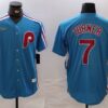 MLB Phillies 7 Trea Turner Blue Nike Cool Base Men Jersey