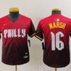 MLB Phillies 16 Brandon Marsh  Red 2024 City Connect Nike Cool Base Youth Jersey