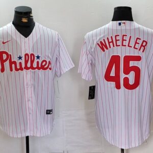 MLB Phillies 45 WHEELER White Nike Cool Base Men Jersey