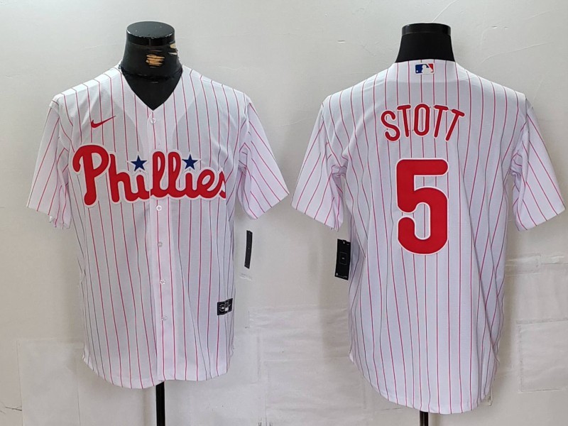 MLB Phillies 5 Bryson Stott White Nike Cool Base Men Jersey