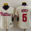 MLB Phillies 5 Bryson Stott Cream Nike Cool Base Youth Jersey
