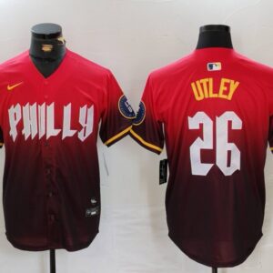 MLB Phillies 26 Chase Utley Red City Connect Nike Cool Base Men Jersey