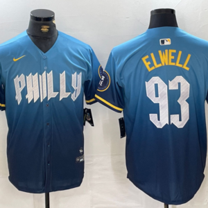 MLB Phillies 93 Elwell Blue 2024 City Connect Nike Cool Base Men Jersey