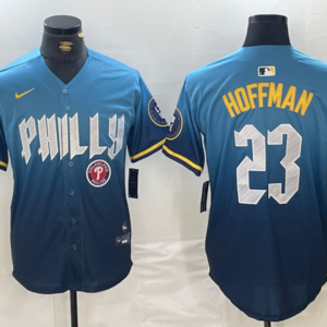MLB Phillies 23 Hoffman Blue City Connect Nike Cool Base Men Jersey