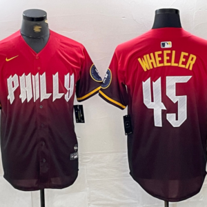 MLB Phillies 45 WHEELER Red 2024 City Connect Nike Cool Base Men Jersey