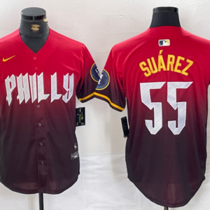 MLB Phillies 55 Red 2024 City Connect Nike Cool Base Men Jersey