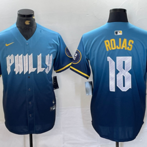 MLB Phillies 18 Rojas Blue City Connect Nike Cool Base Men Jersey