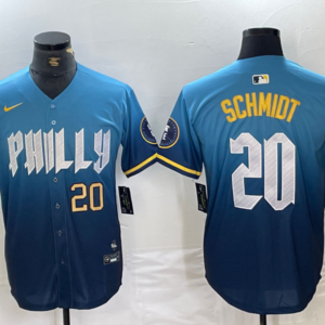 MLB Phillies 20 Mike Schmidt City Connect Nike Cool Base Men Jersey