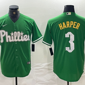 MLB Phillies 3 Bryce Harper Green Nike Cool Base Men Jersey