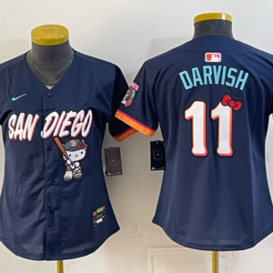 San Diego Padres x Hello Kitty 11 Yu Darvish Navy Youth Jersey