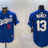 MLB Dodgers 13 Max Muncy Blue 2024 World Series Cool Base Men Jersey with 34 Patch