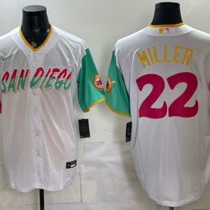 San Diego Padres 22 Miller White Pink City Cool Base Men Jersey