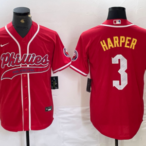 MLB Phillies 3 Bryce Harper Red Baseball Nike Cool Base Men Jersey